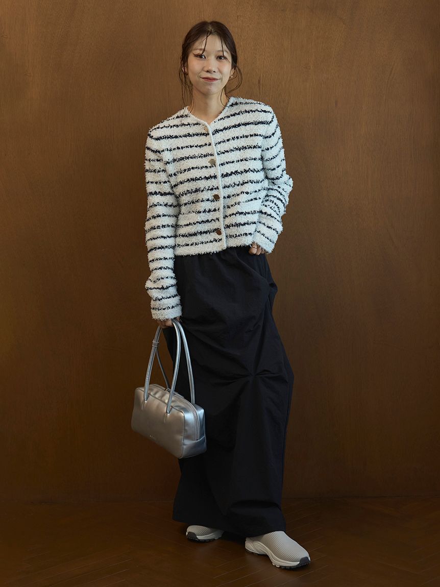 emmi atelier「ツイードライクニットジャケット」|ノーカラージャケット|