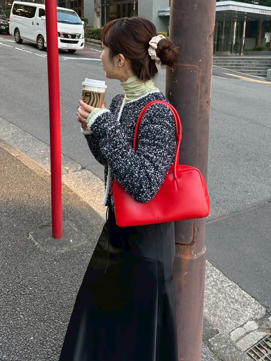 emmi atelier「ツイードライクニットジャケット」|ノーカラージャケット|