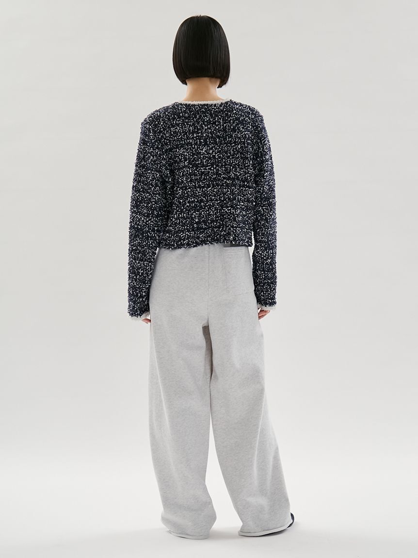 emmi atelier「ツイードライクニットジャケット」|ノーカラージャケット|