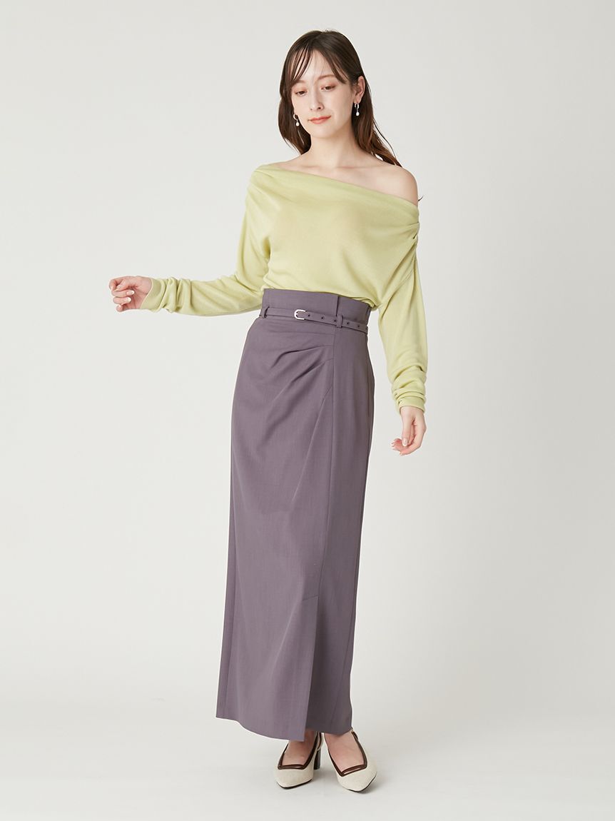 FRAY I.D「ベルト付きタックデザインストレートスカート」|スカート|