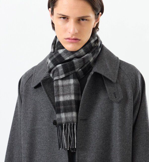 MACKINTOSH PHILOSOPHY「バッキンガムベア ウォッシャブルウールカシミヤ チェックマフラー」|マフラー|ライトグレー