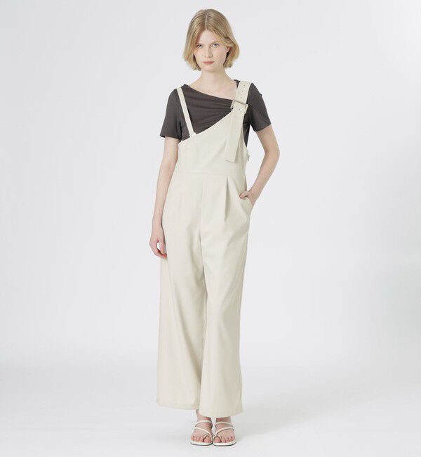  「アシンメトリーサロペット」|ワンピース|ベージュ