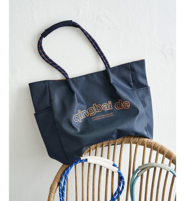 ikka「撥水ロゴ入りビッグトートバッグ」|その他|ダークブルー