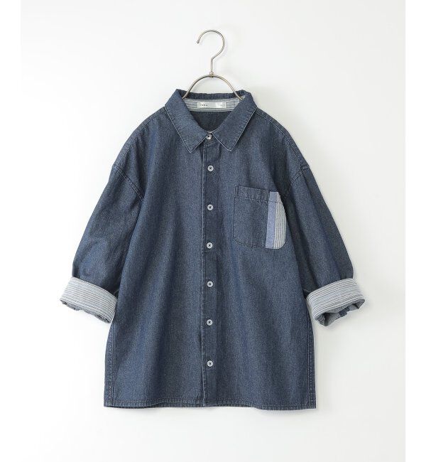 ikka kids「【親子コーデ】リネンライク7分袖2WAYシャツ（110~160cm）」|シャツ・ブラウス|