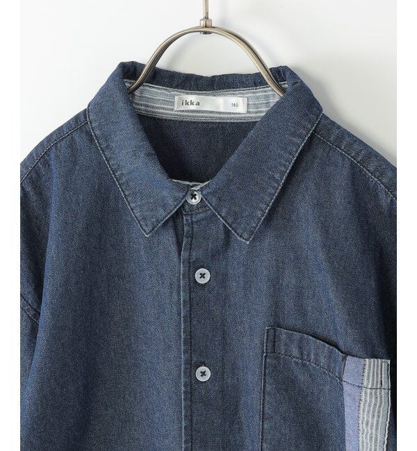 ikka kids「【親子コーデ】リネンライク7分袖2WAYシャツ（110~160cm）」|シャツ・ブラウス|