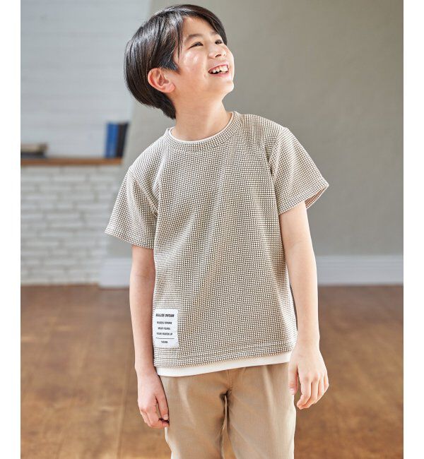 ikka kids「【親子コーデ】冷感ワッフルフェイクTシャツ（120~160cm）」|Tシャツ・カットソー|