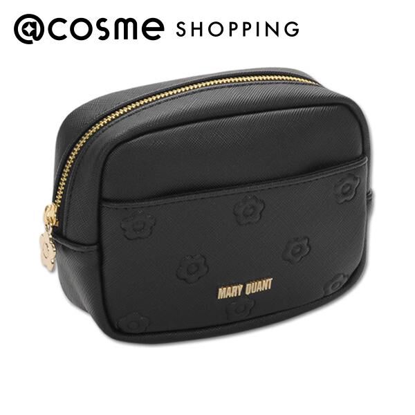  「マリークヮント シンプルエンボスデイジーミニポーチ ブラック 本体 (H10.5&times;W14&times;D5cm)」|コスメ雑貨|その他