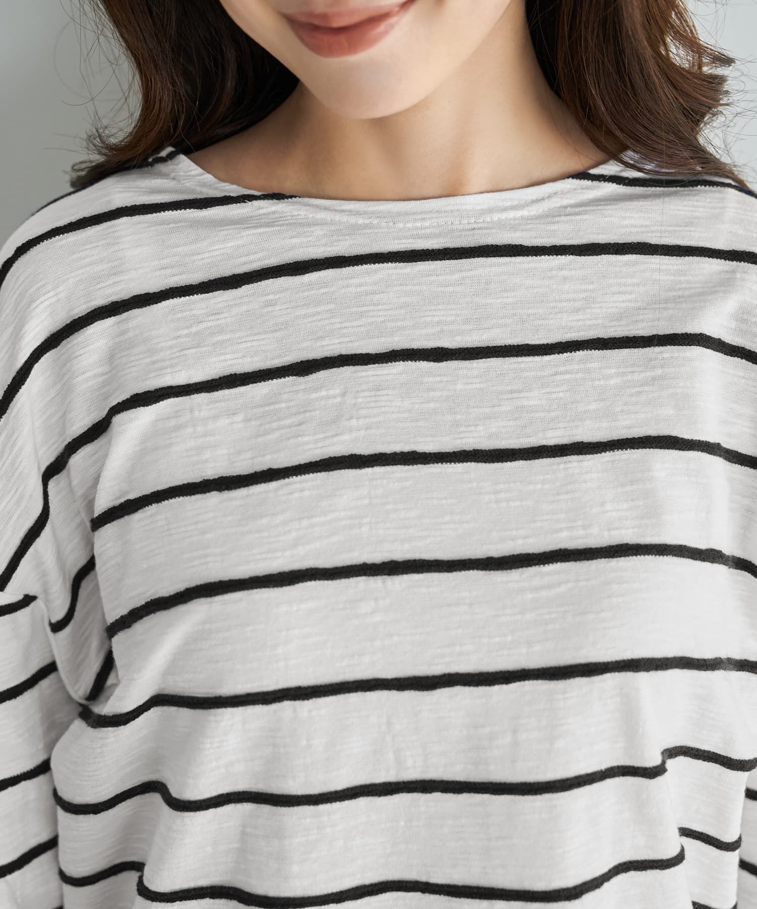 STYLE DELI「表面質感立体ラインボーダーTシャツ」|Tシャツ・カットソー|