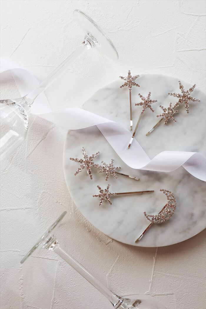 BACKYARD FAMILY「ブライダル ヘアアクセサリー 通販 ヘアピン 6本セット 星 大きめ スターモチーフ 月モチーフ」|その他|