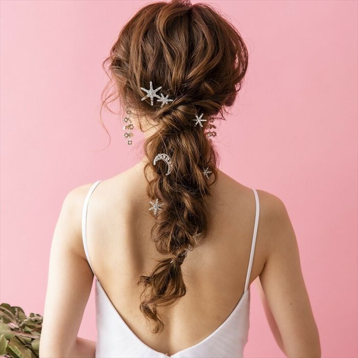 BACKYARD FAMILY「ブライダル ヘアアクセサリー 通販 ヘアピン 6本セット 星 大きめ スターモチーフ 月モチーフ」|その他|