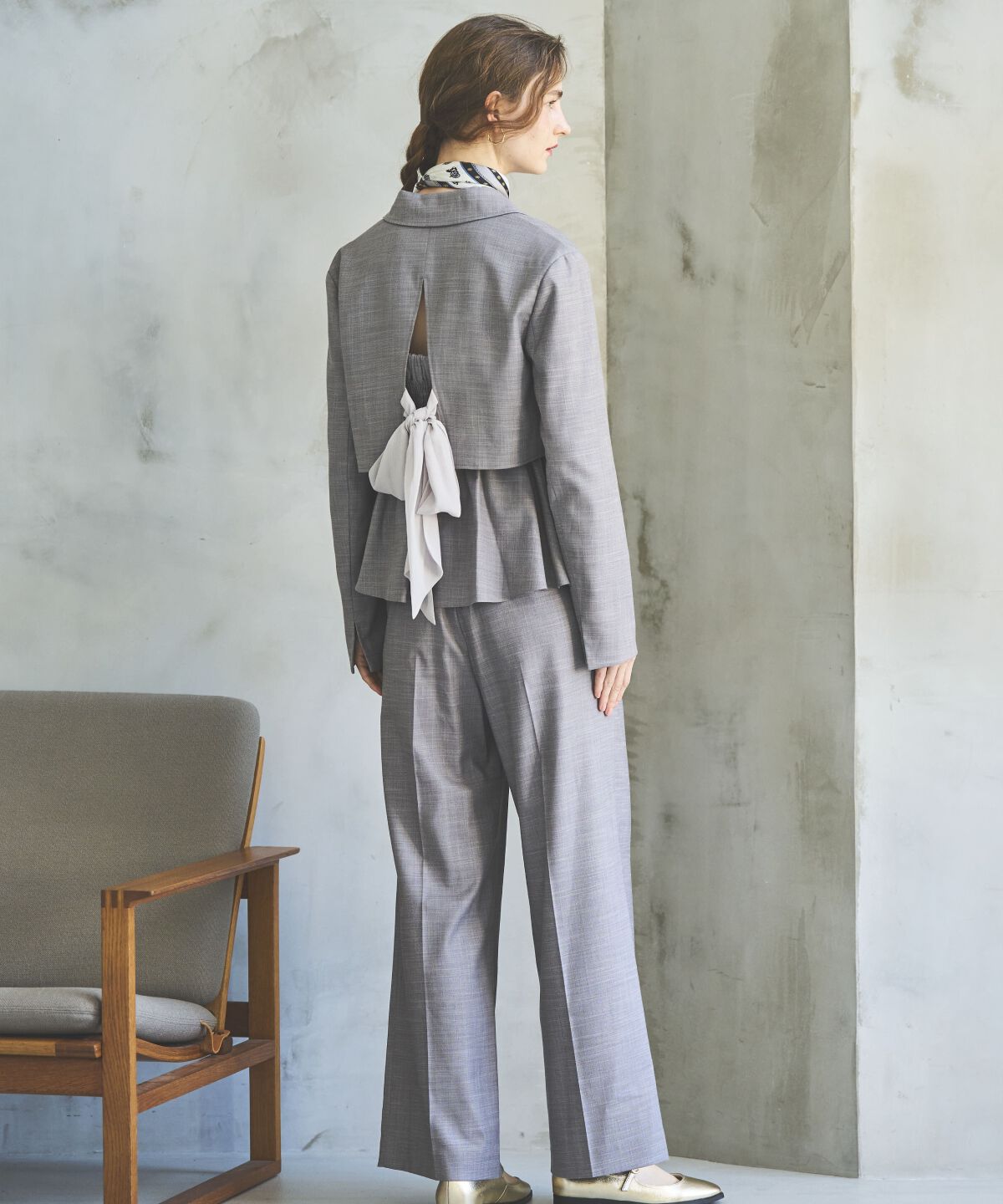 アンドクチュール「シャンブレーハイウエストワイドパンツ」|その他|