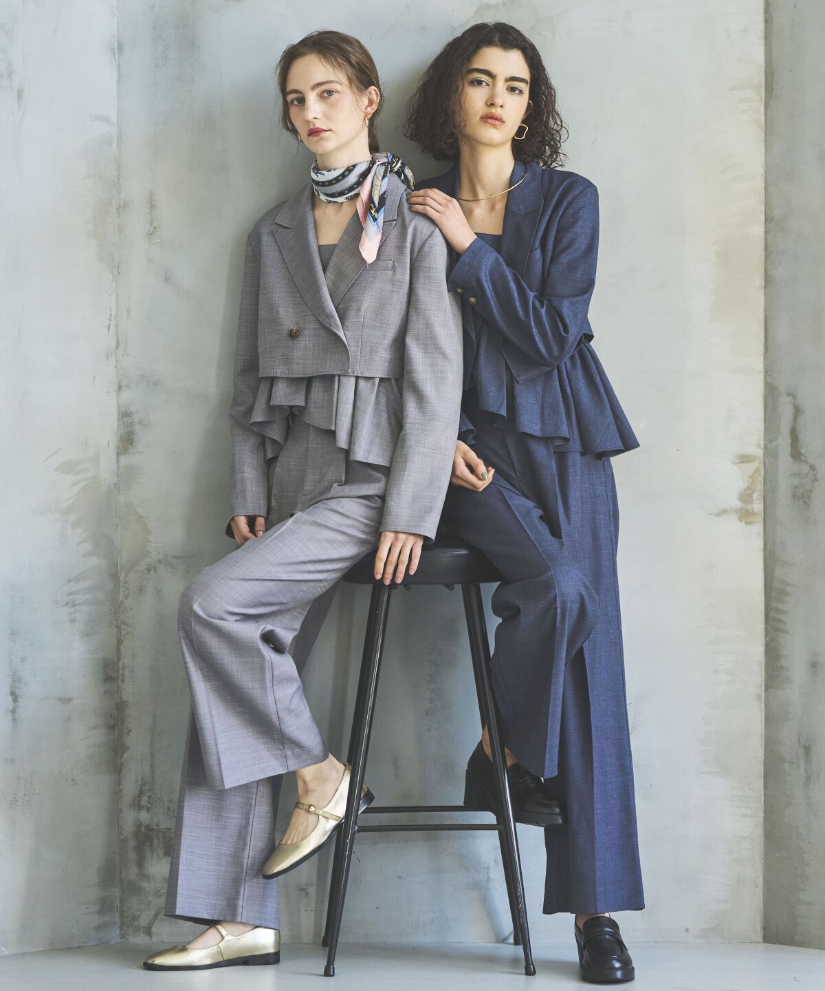 アンドクチュール「シャンブレーハイウエストワイドパンツ」|その他|