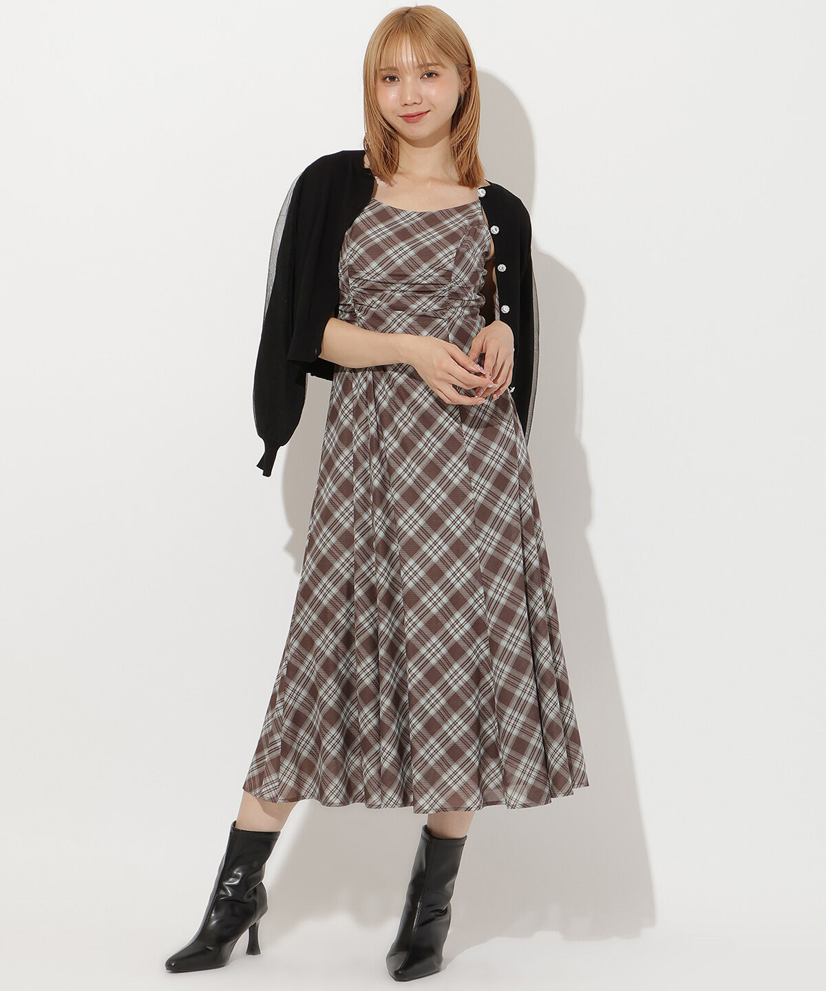 アンドクチュール「バイヤスチェックキャミワンピース」|ワンピース|