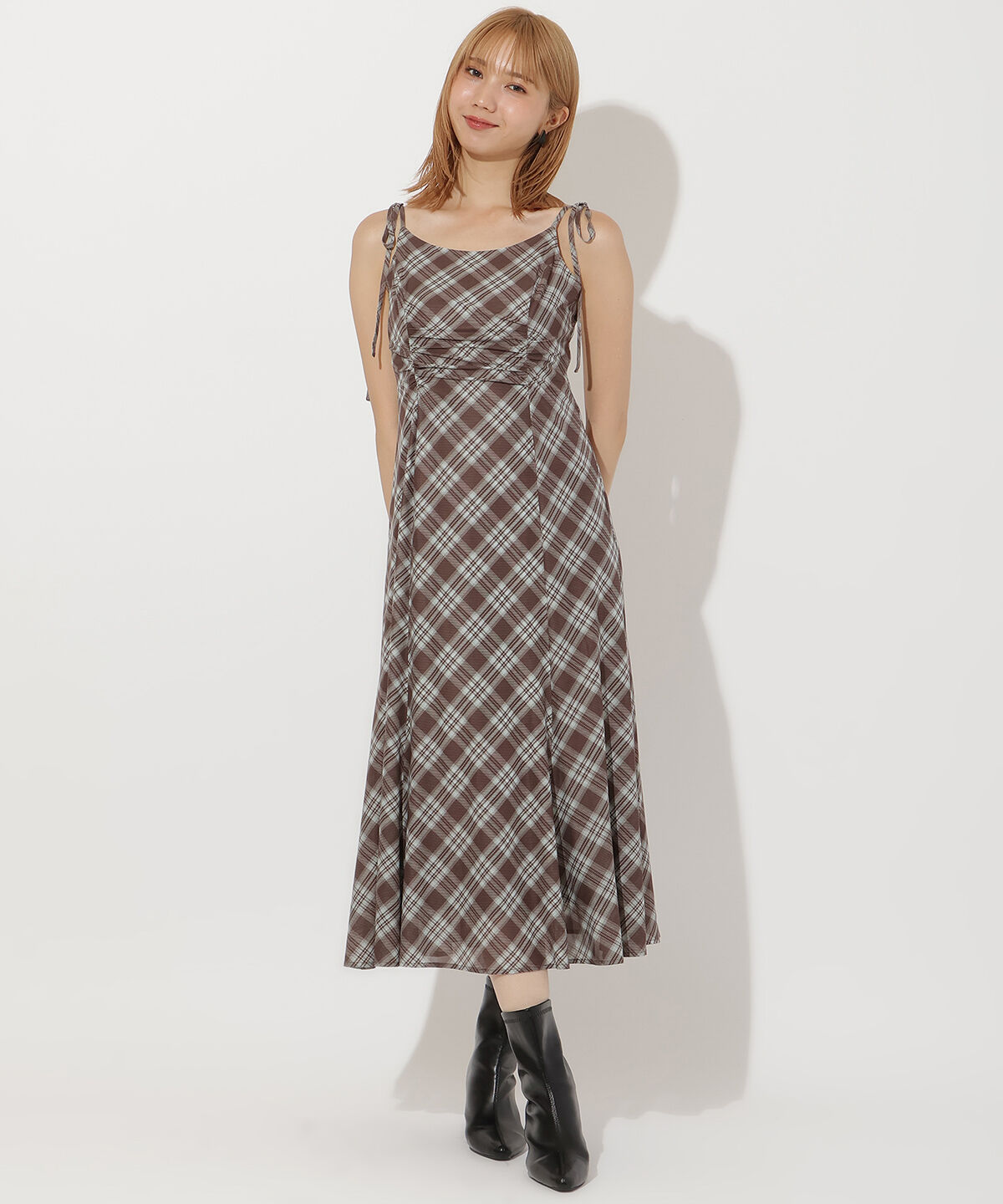 アンドクチュール「バイヤスチェックキャミワンピース」|ワンピース|