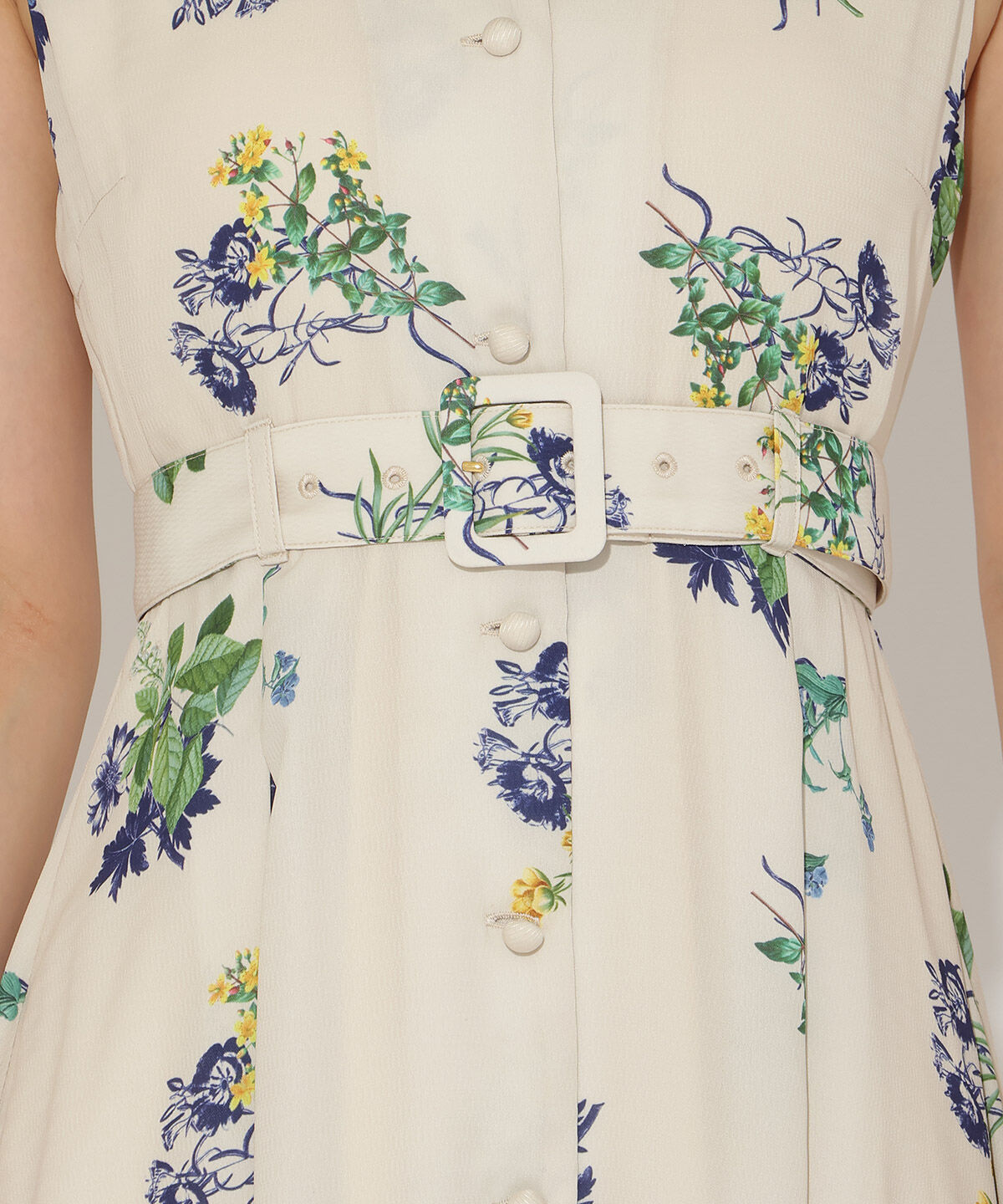 アンドクチュール「ドローイングフラワー配色襟ワンピース」|ワンピース|