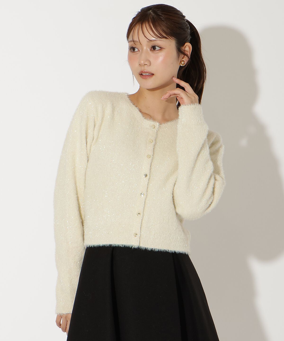 アンドクチュール「ラメシャギーニットカーディガン」|カーディガン|