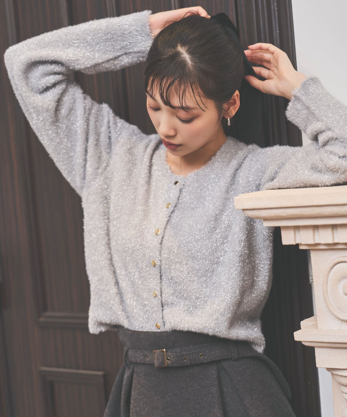 アンドクチュール「ラメシャギーニットカーディガン」|カーディガン|