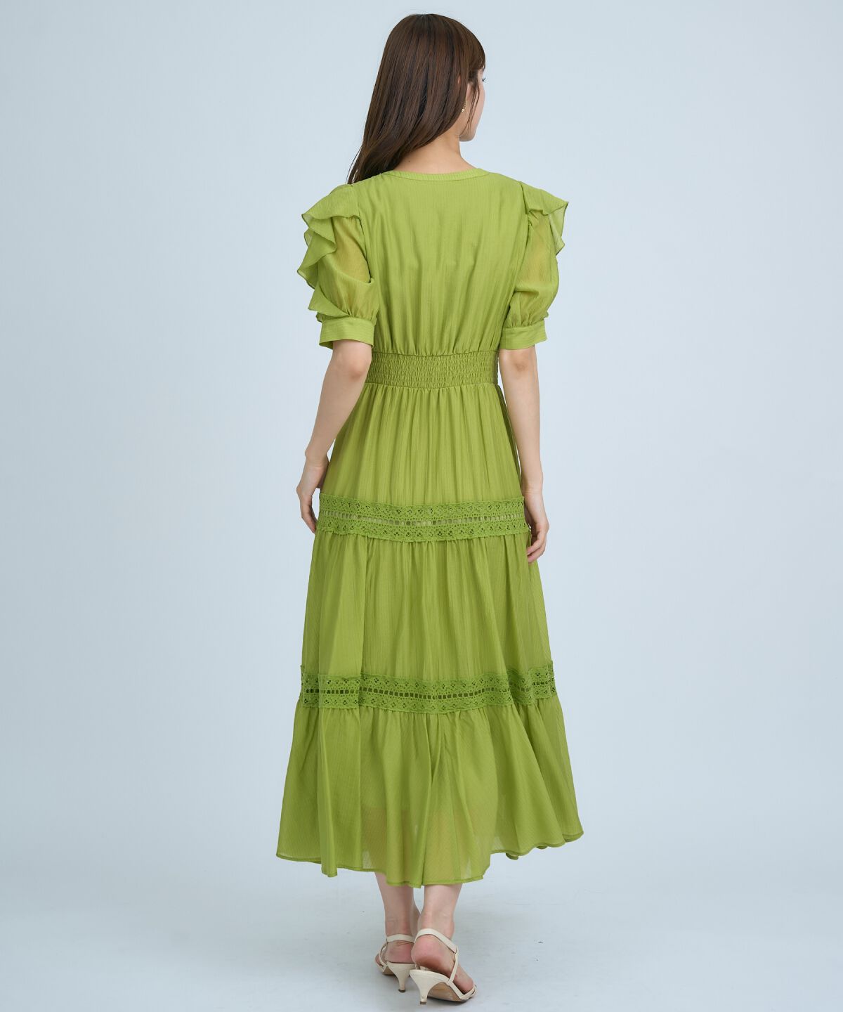 アンドクチュール「フリルスリーブレースティアードワンピース」|ワンピース|