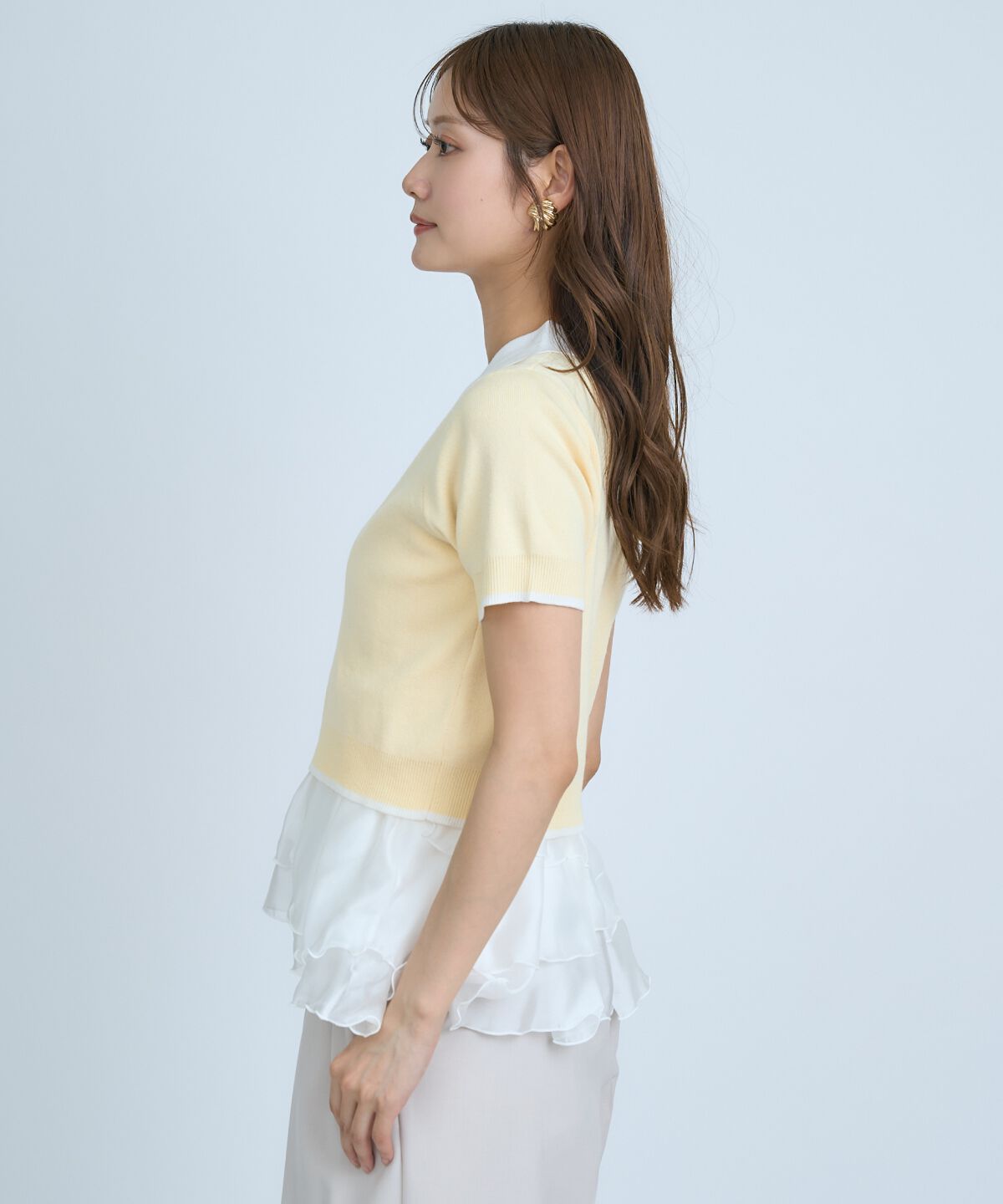 アンドクチュール「ポロニットプルオーバー&times;ペプラムキャミソール」|ニット・セーター|