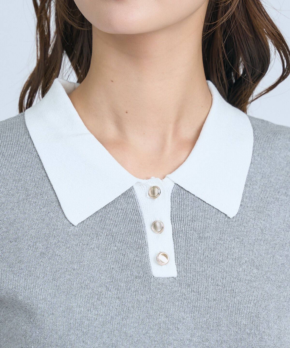 アンドクチュール「ポロニットプルオーバー&times;ペプラムキャミソール」|ニット・セーター|