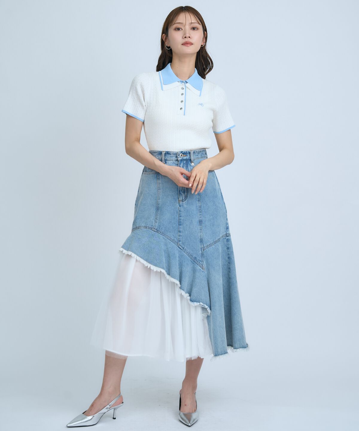 アンドクチュール「ダブルカラーケーブルポロニット」|ニット・セーター|