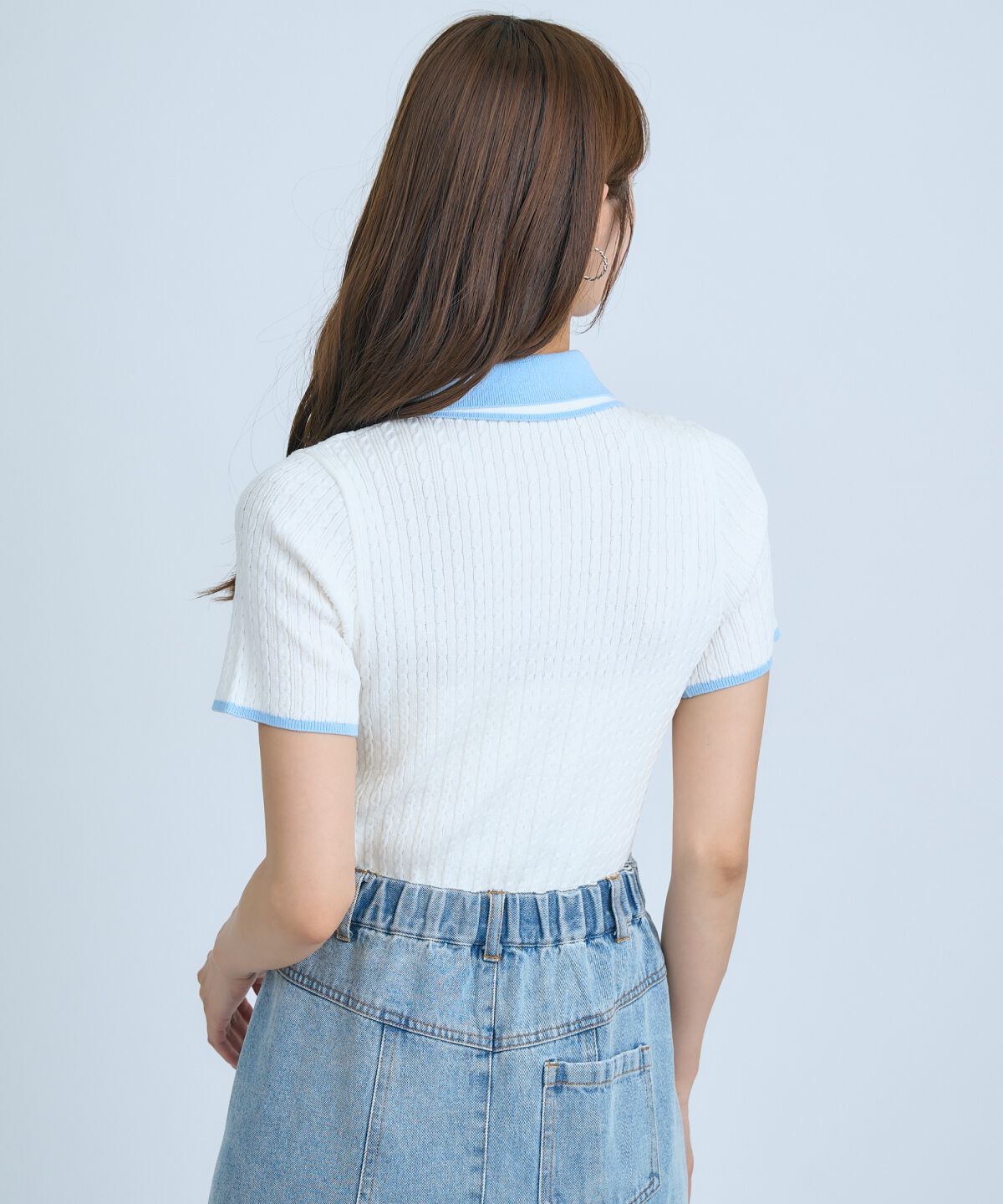 アンドクチュール「ダブルカラーケーブルポロニット」|ニット・セーター|