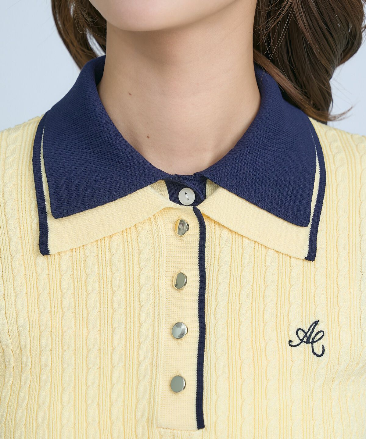 アンドクチュール「ダブルカラーケーブルポロニット」|ニット・セーター|