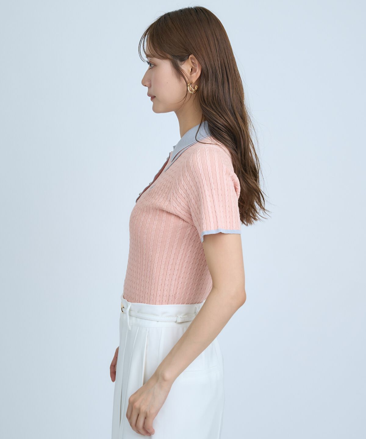 アンドクチュール「ダブルカラーケーブルポロニット」|ニット・セーター|