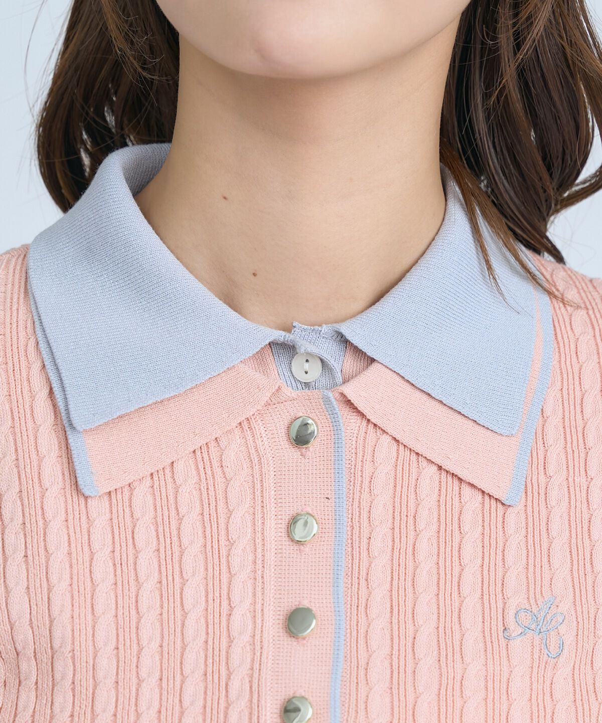 アンドクチュール「ダブルカラーケーブルポロニット」|ニット・セーター|