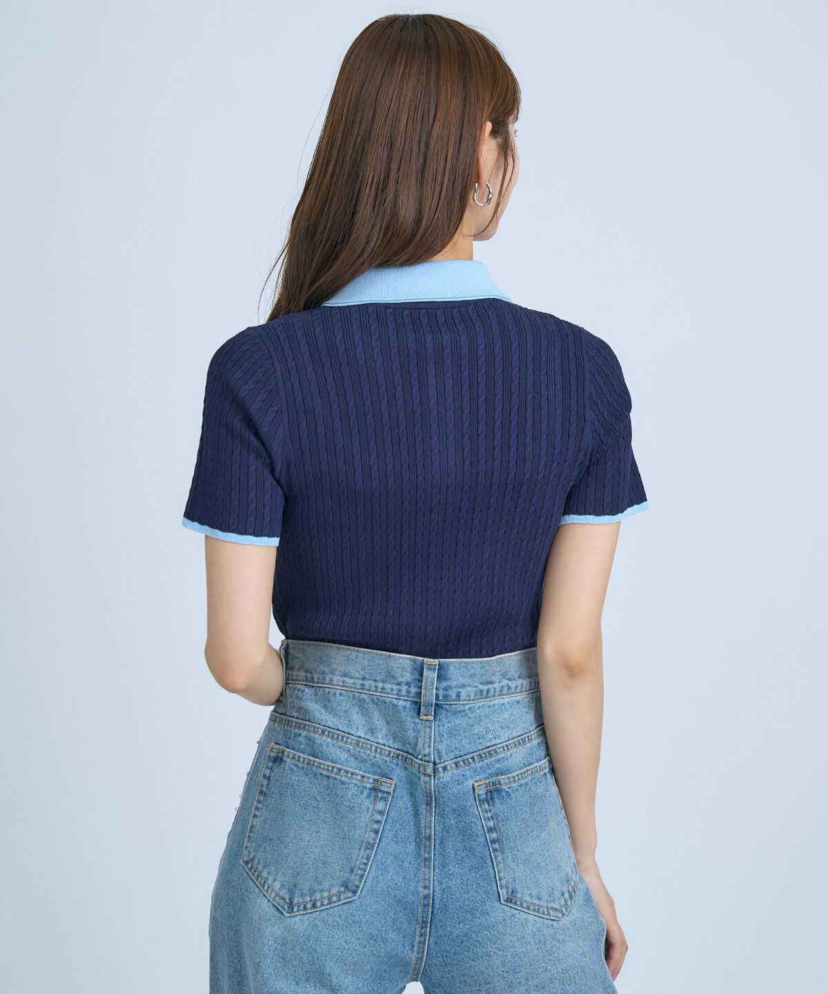 アンドクチュール「ダブルカラーケーブルポロニット」|ニット・セーター|