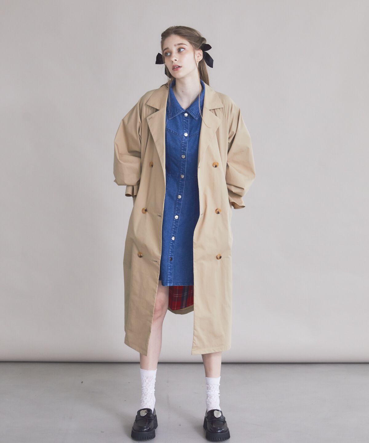 REDYAZEL「チェックライニングトレンチコート」|トレンチコート|