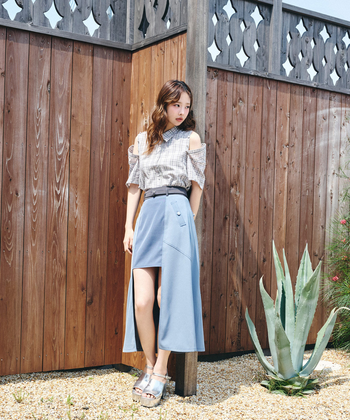 REDYAZEL「2WAYスリーブチェックトップス」|シャツ・ブラウス|