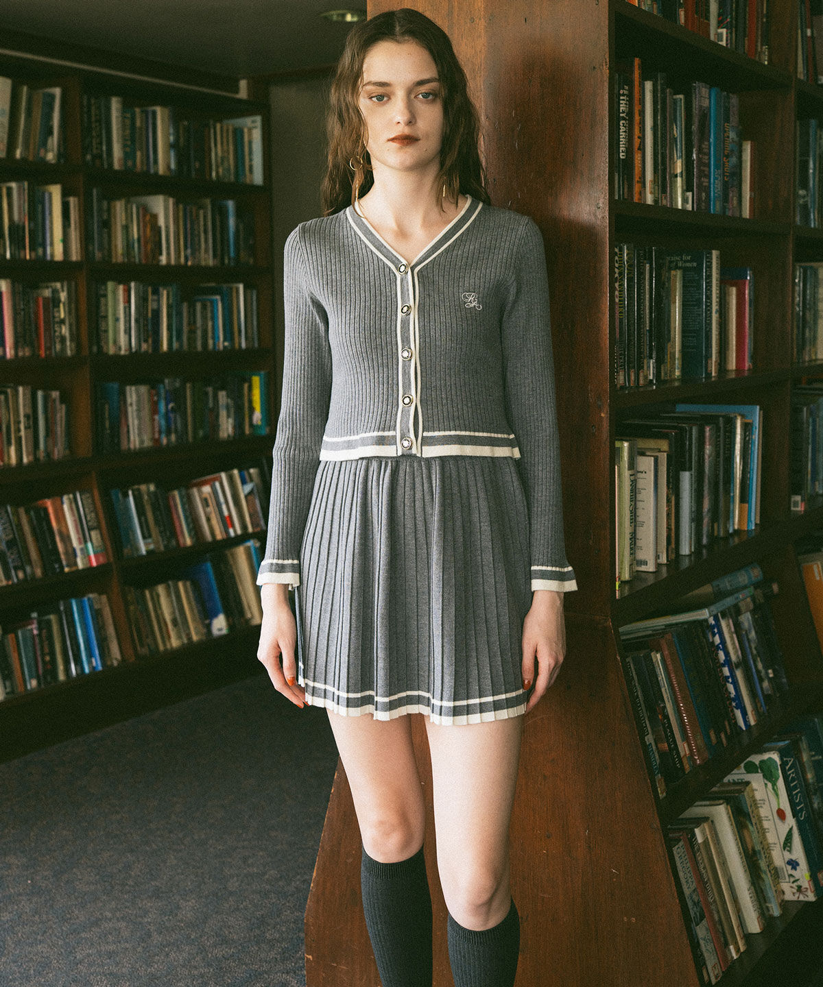 REDYAZEL「ラインスキームニットカーディガン&times;スカートセットアップ」|ワンピース|