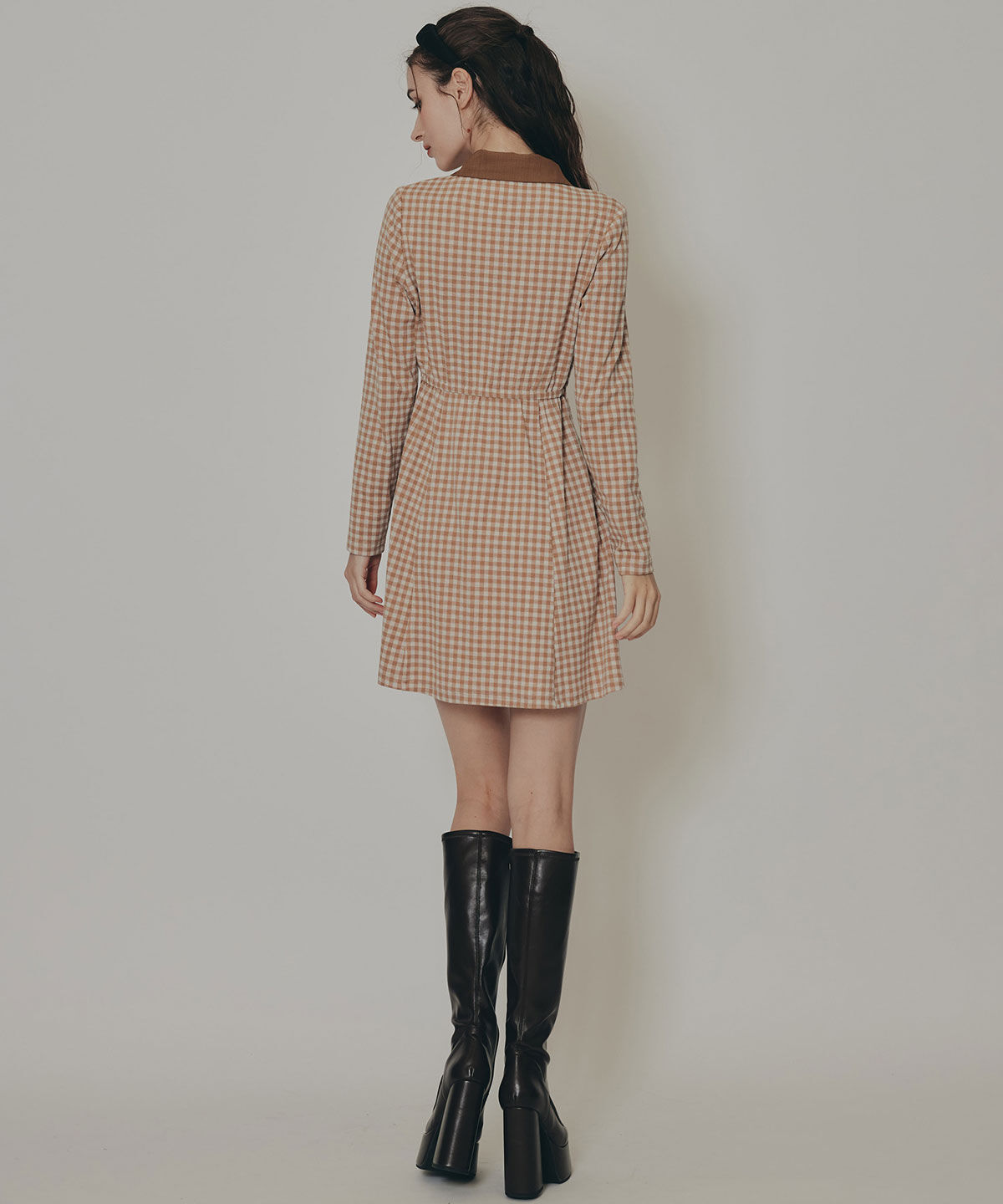 REDYAZEL「チェックバイカラーカットミニワンピース」|ワンピース|