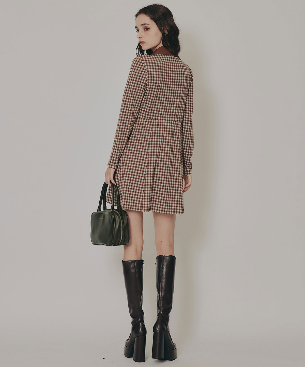 REDYAZEL「チェックバイカラーカットミニワンピース」|ワンピース|