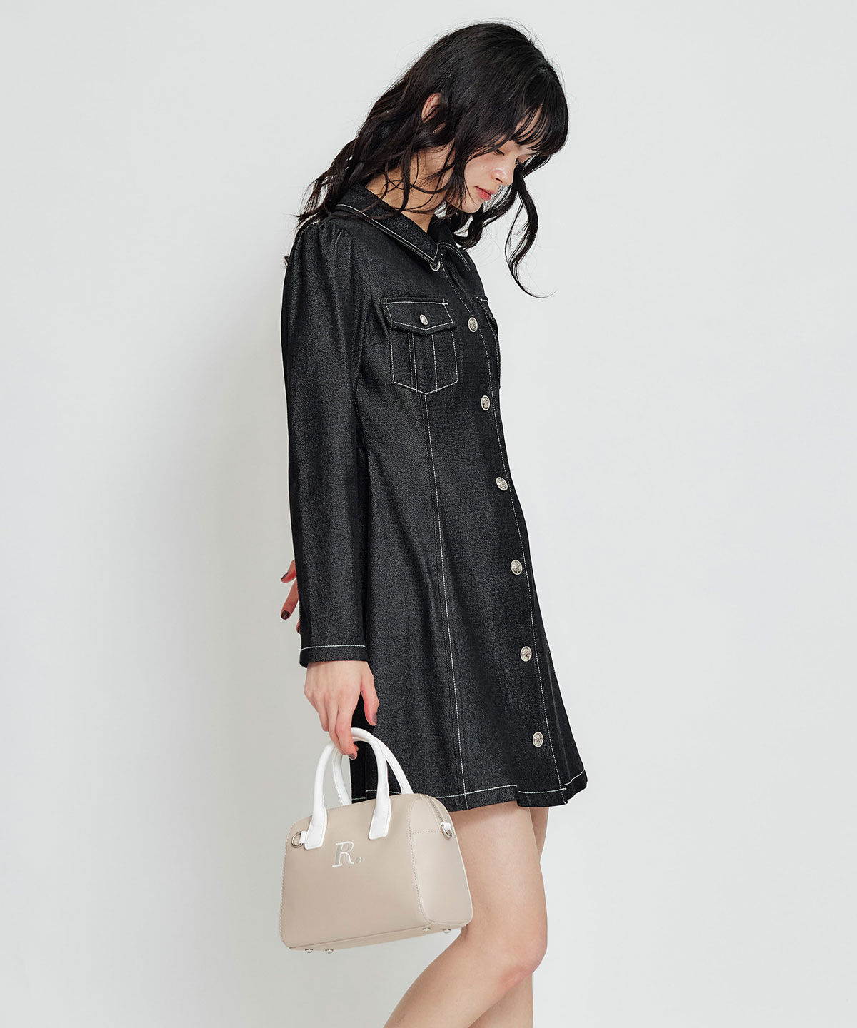 REDYAZEL「デニムステッチミニシャツワンピース」|ワンピース|