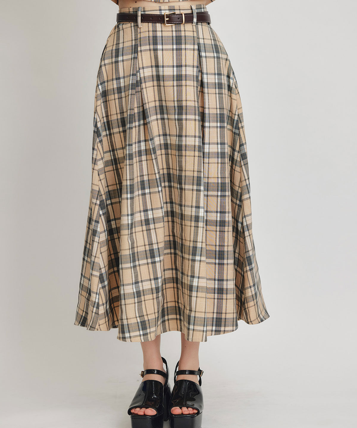 REDYAZEL「バイカラーチェックブラウス&times;フレアロングスカートセットアップ」|ワンピース|