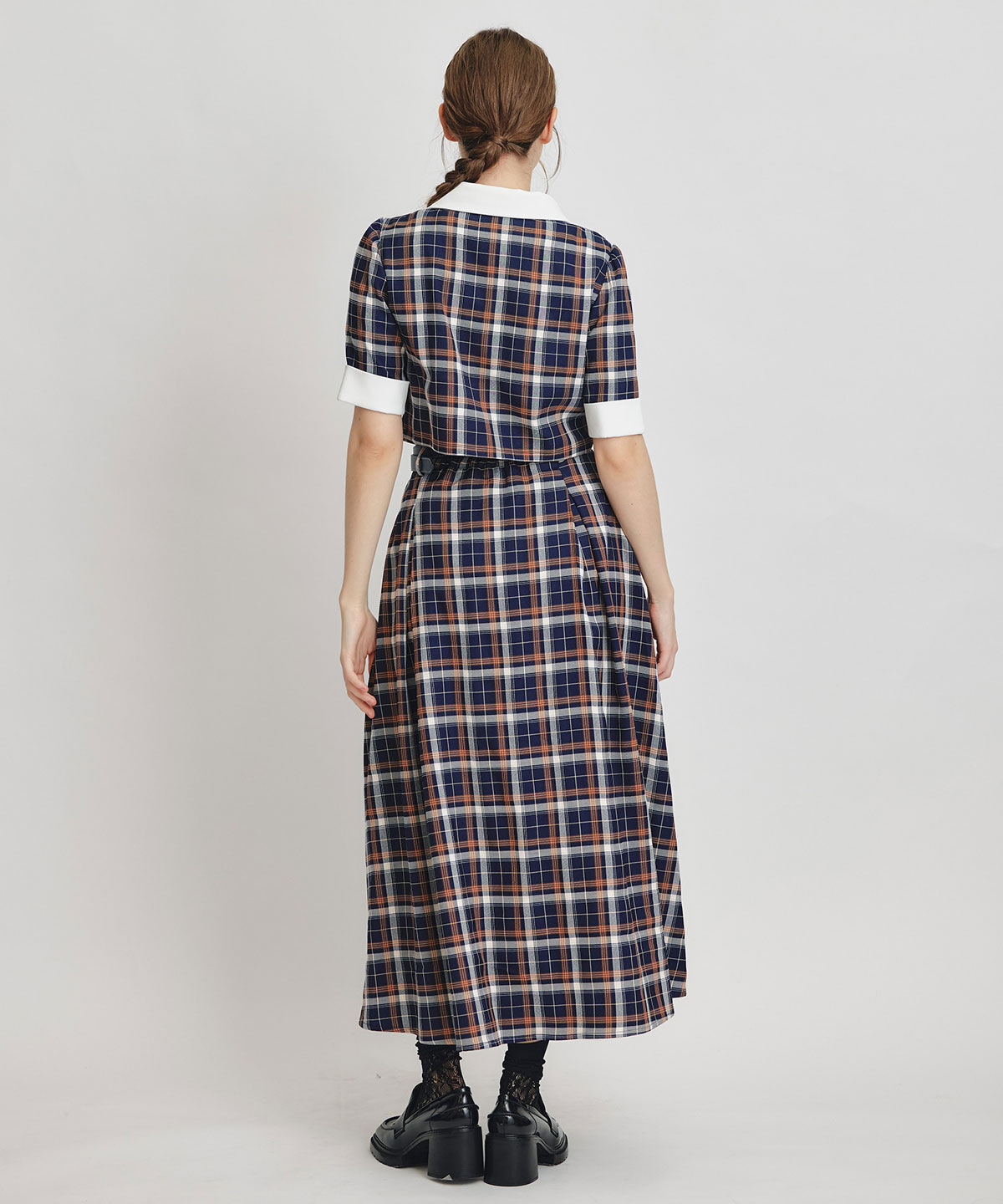 REDYAZEL「バイカラーチェックブラウス&times;フレアロングスカートセットアップ」|ワンピース|