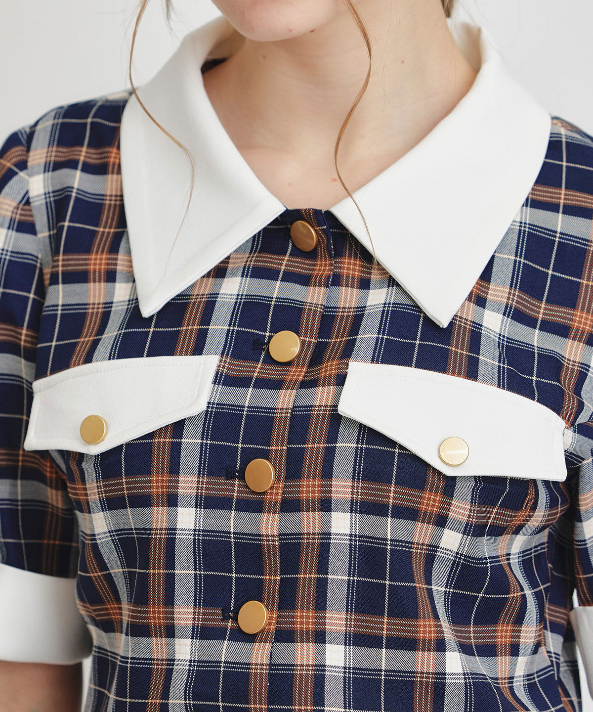 REDYAZEL「バイカラーチェックブラウス&times;フレアロングスカートセットアップ」|ワンピース|