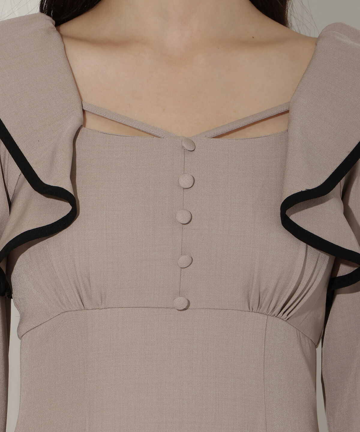 WILLSELECTION「配色パイピングフリルワンピース」|ワンピース|