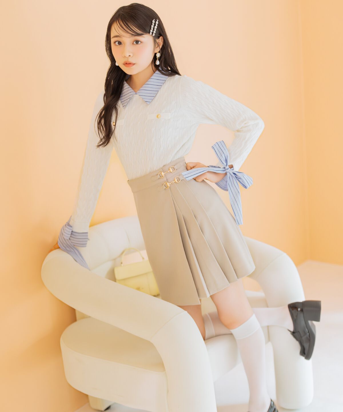 WILLSELECTION「リボンカフスドッキングケーブルニット」|ニット・セーター|