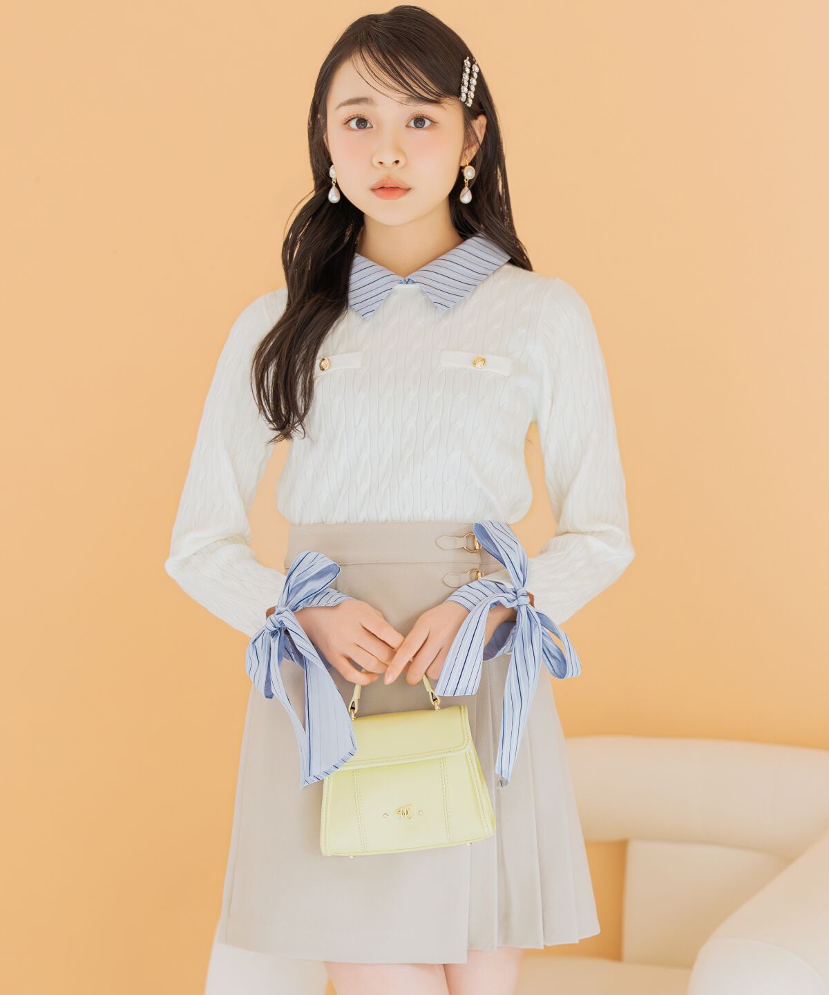 WILLSELECTION「リボンカフスドッキングケーブルニット」|ニット・セーター|