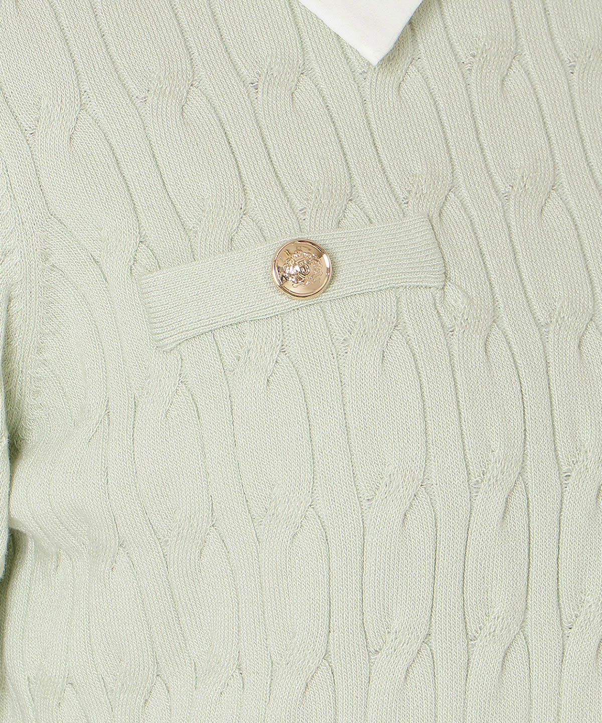 WILLSELECTION「リボンカフスドッキングケーブルニット」|ニット・セーター|