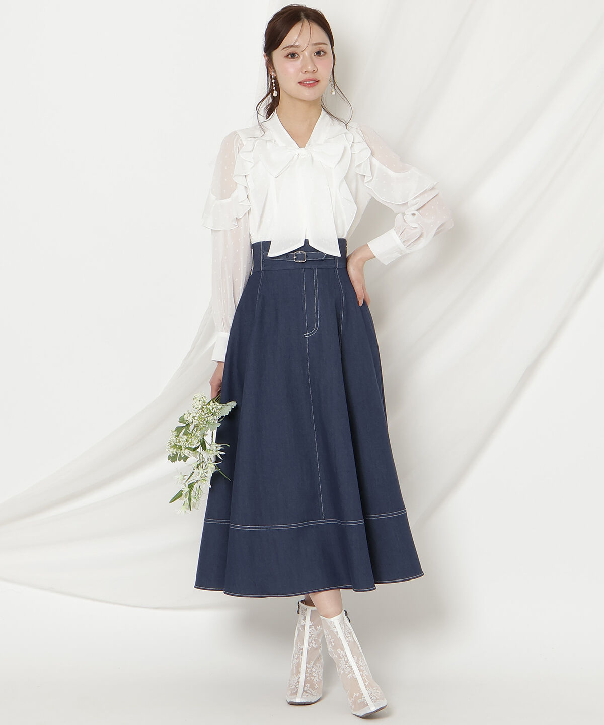 WILLSELECTION「ドビードットフリルブラウス」|シャツ・ブラウス|