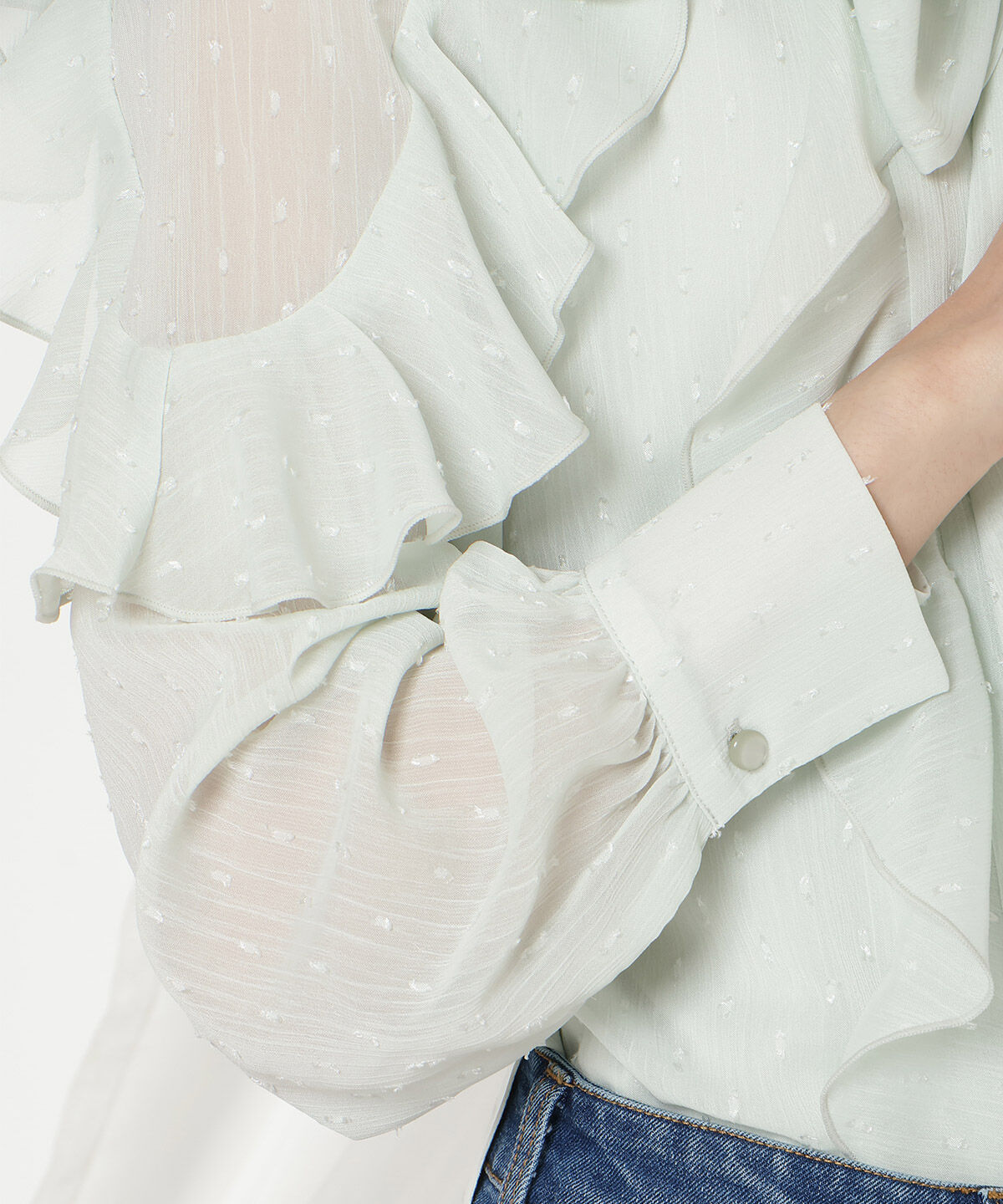 WILLSELECTION「ドビードットフリルブラウス」|シャツ・ブラウス|