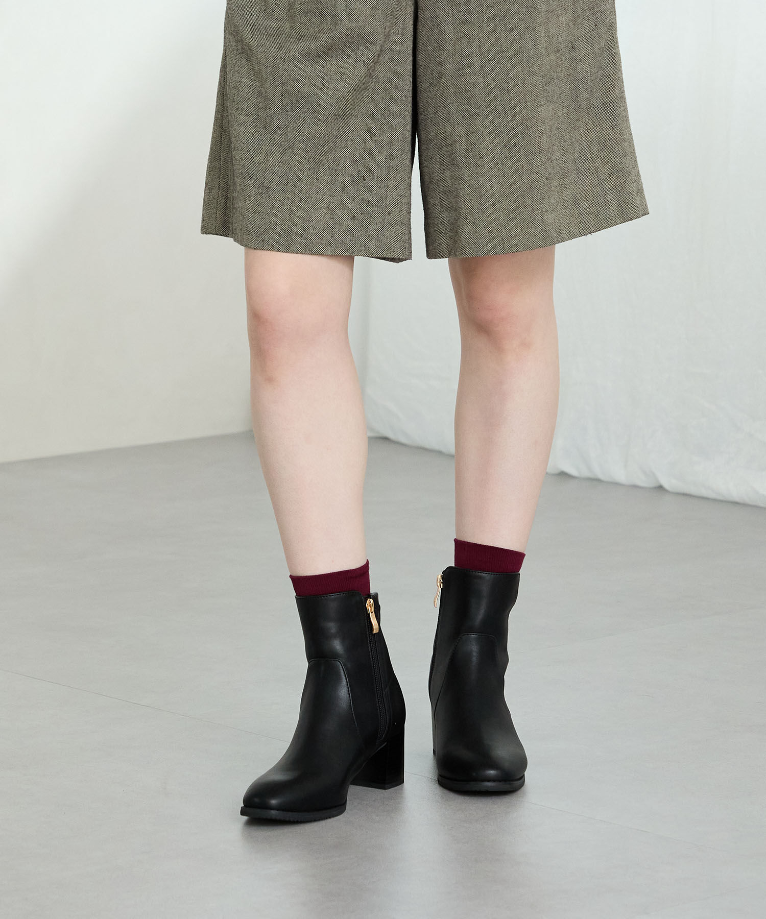 ORiental TRaffic「【 美脚 】 チャンキー ヒール ミドル ブーツ/31408 ヒール6ｃｍ 太ヒール 定番人気」|ショートブーツ|