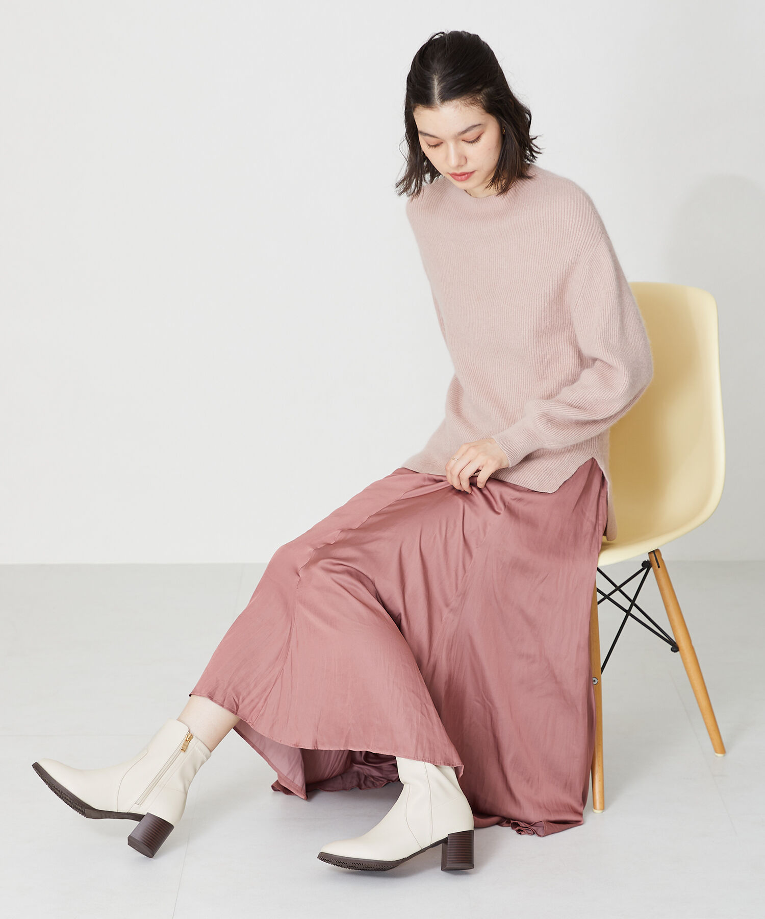 ORiental TRaffic「【 美脚 】 チャンキー ヒール ミドル ブーツ/31408 ヒール6ｃｍ 太ヒール 定番人気」|ショートブーツ|