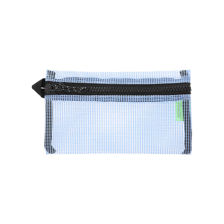 DELFONICS「コンター フラットペンケースメッシュ」|ステーショナリー|ライトブルー