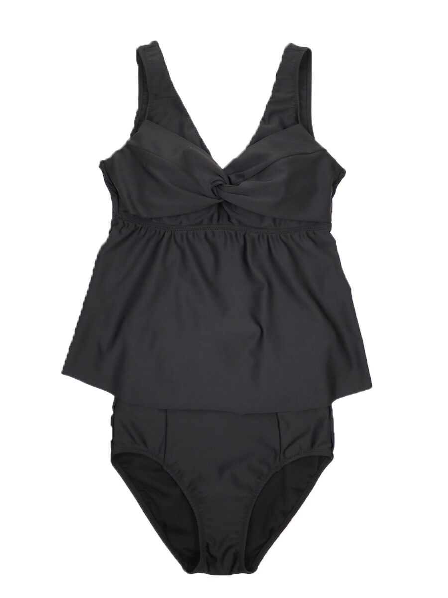 Riberce「【大人水着】無地Vネックキャミソールビキニ」|ビキニ|ブラック
