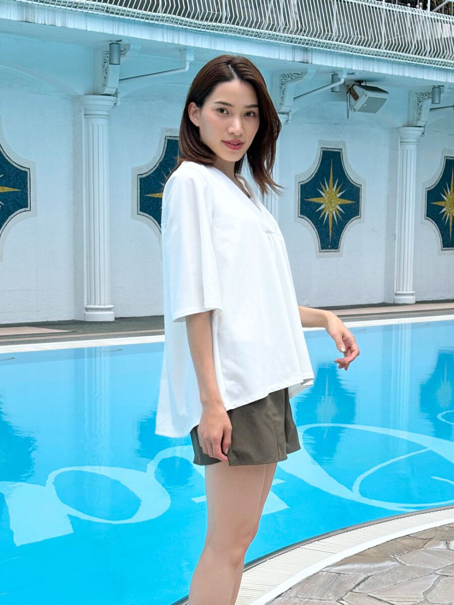 ALBOVE「UVカット五分袖チュニック水着/トップス」|ビキニ|